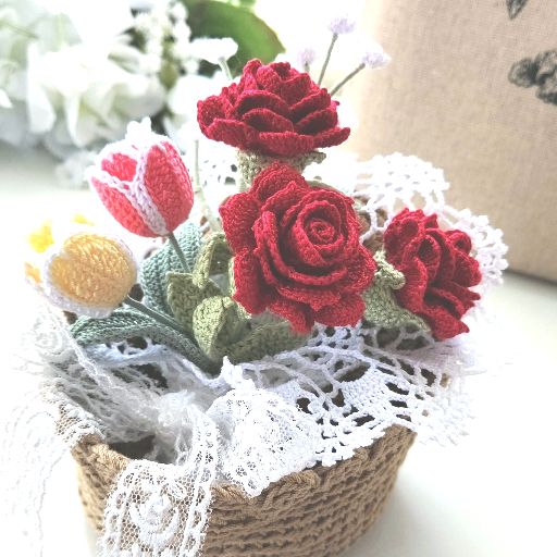 ヤフオク! - ハンドメイド＊レース編み ＊薔薇のお花モチーフ付き